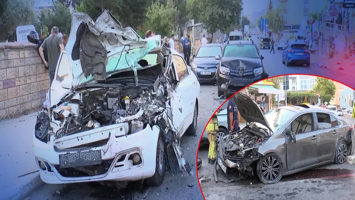Kartal'da kontrolden çıkan otomobil park halindeki 3 araca çarptı: 2 kişi yaralandı