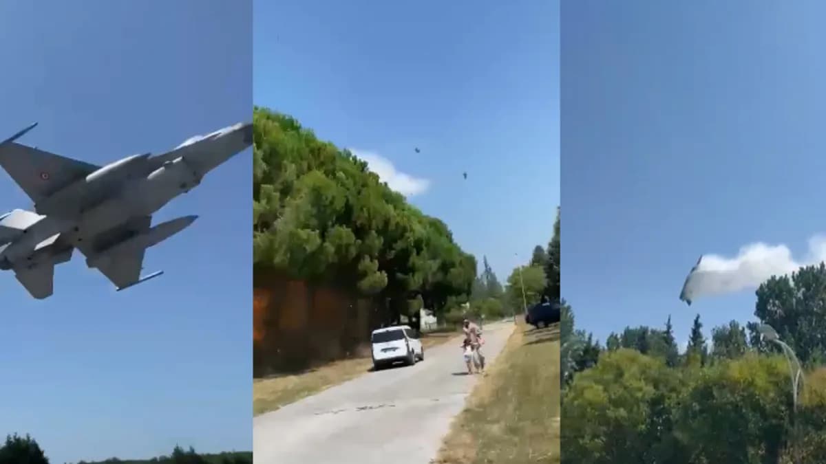 Yalova’da F-16’nın düşüş anı görüntülendi