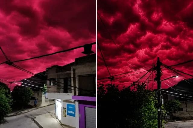 Kolombiya'da deprem sonrası gökyüzünü kaplayan gizemli kızıllık vatandaşları endişelendirdi