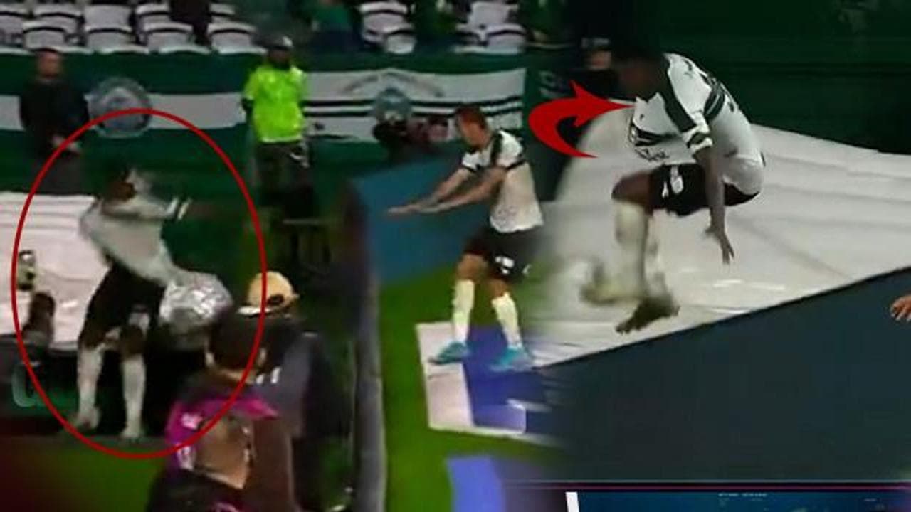 Gol sevinci kabusa döndü: Brezilyalı futbolcu reklam panolarından atlayıp soyunma odası tüneline yuvarlandı