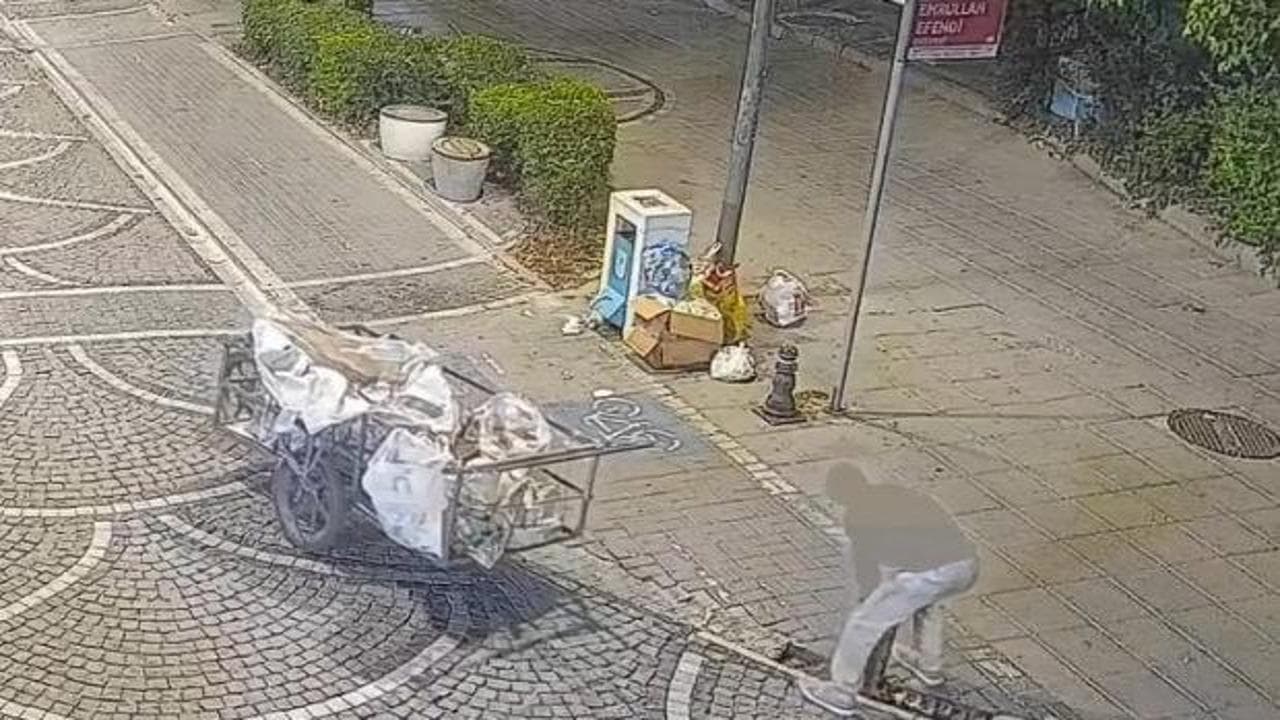 Lüleburgaz'da mazgal hırsızı kameraya yakalandı: Yayaları tehlikeye düşürdü
