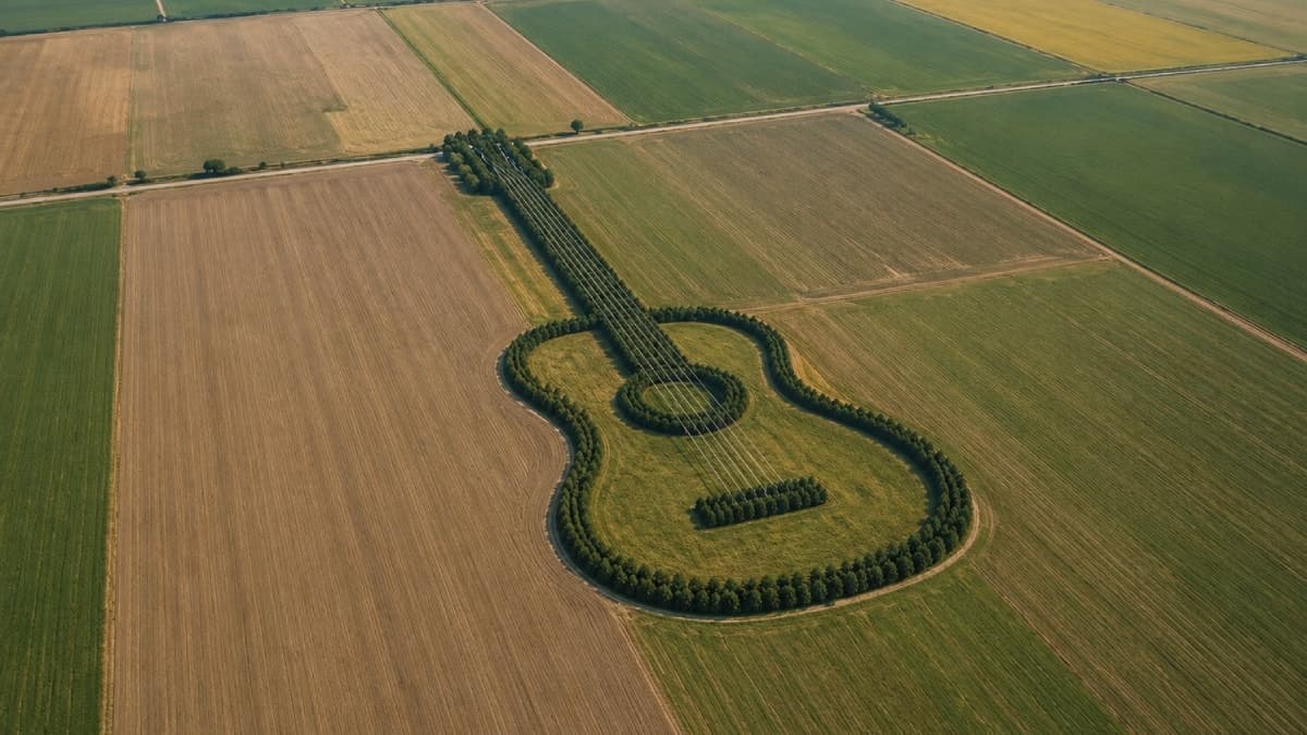 7 Bin Fidanı Tek Tek Toprakla Buluşturdu, Oluşturduğu Dev Gitar Görenleri Hayran Bırakıyor