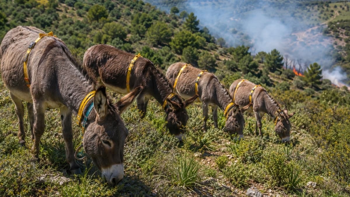 Orman yangınlarıyla mücadelede ilginç yöntem: 18 eşek 7 saat mesai yapıyor